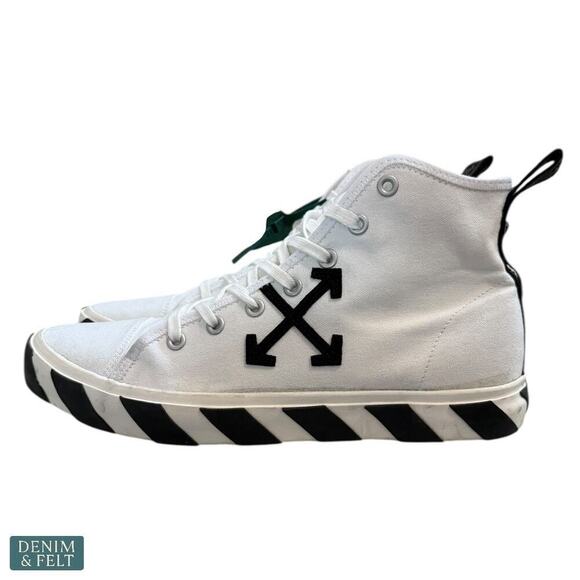 Off-White Vulcanized Logo Mid Top Sneakers‎ White Black Designer Streetwear main image 4